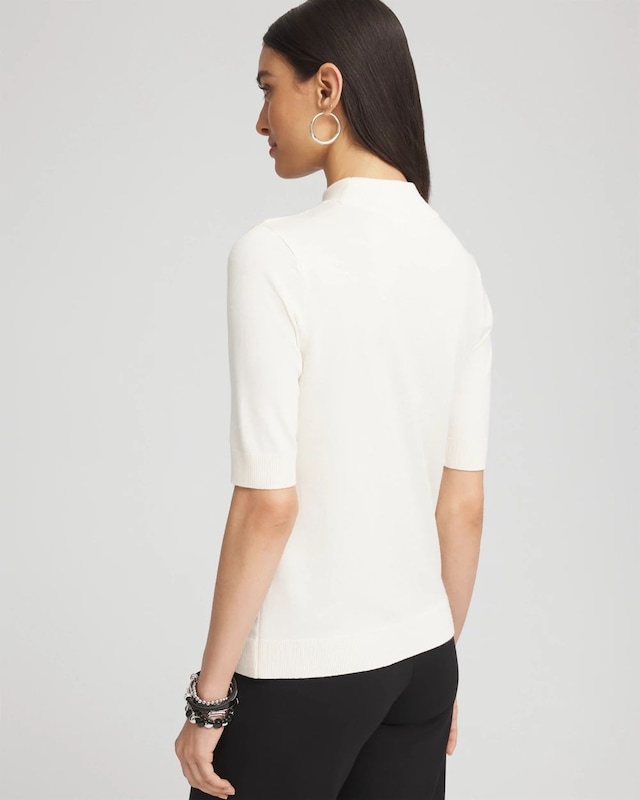 Garden Print Elbow Sleeve Pullover Sweater - image 3